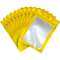 100mm x 180mm Gold Matt Full Window 3 Side Seal Bags (100 per pack) 100mm x 180mm Gold Matt Full Window 3 Side Seal Bags (100 per pack)
