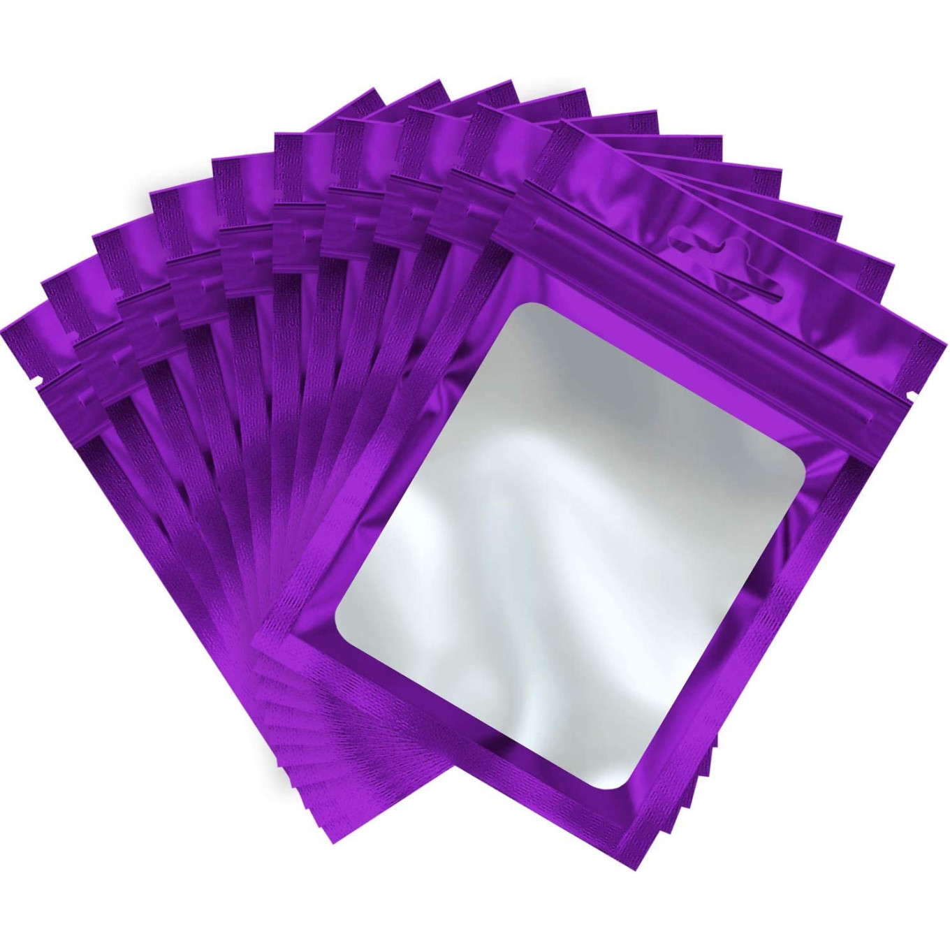105mm x 150mm Purple Matt Full Window 3 Side Seal Bags (100 per pack)