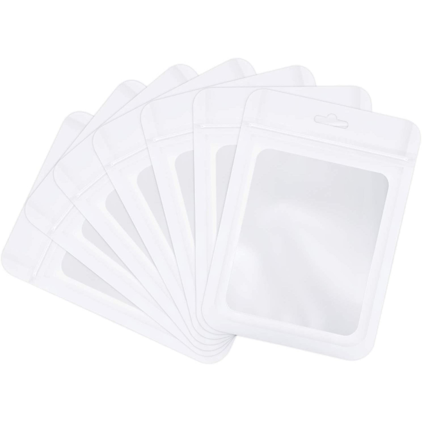60mm x 100mm White Matt Full Window 3 Side Seal Bags (100 per pack)