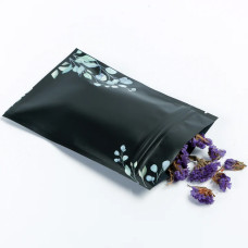 70mm x 100mm Black with Green/Blue Flower Matt 3 Side Seal Bags (100 per pack) 70mm x 100mm Black with Green/Blue Flower Matt 3 Side Seal Bags (100 per pack)