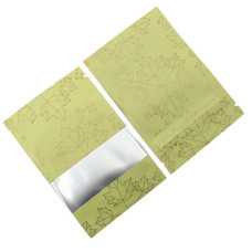 80mm x 120mm Yellow Matt Maple Leaf Window 3 Side Seal Bags (100 per pack)