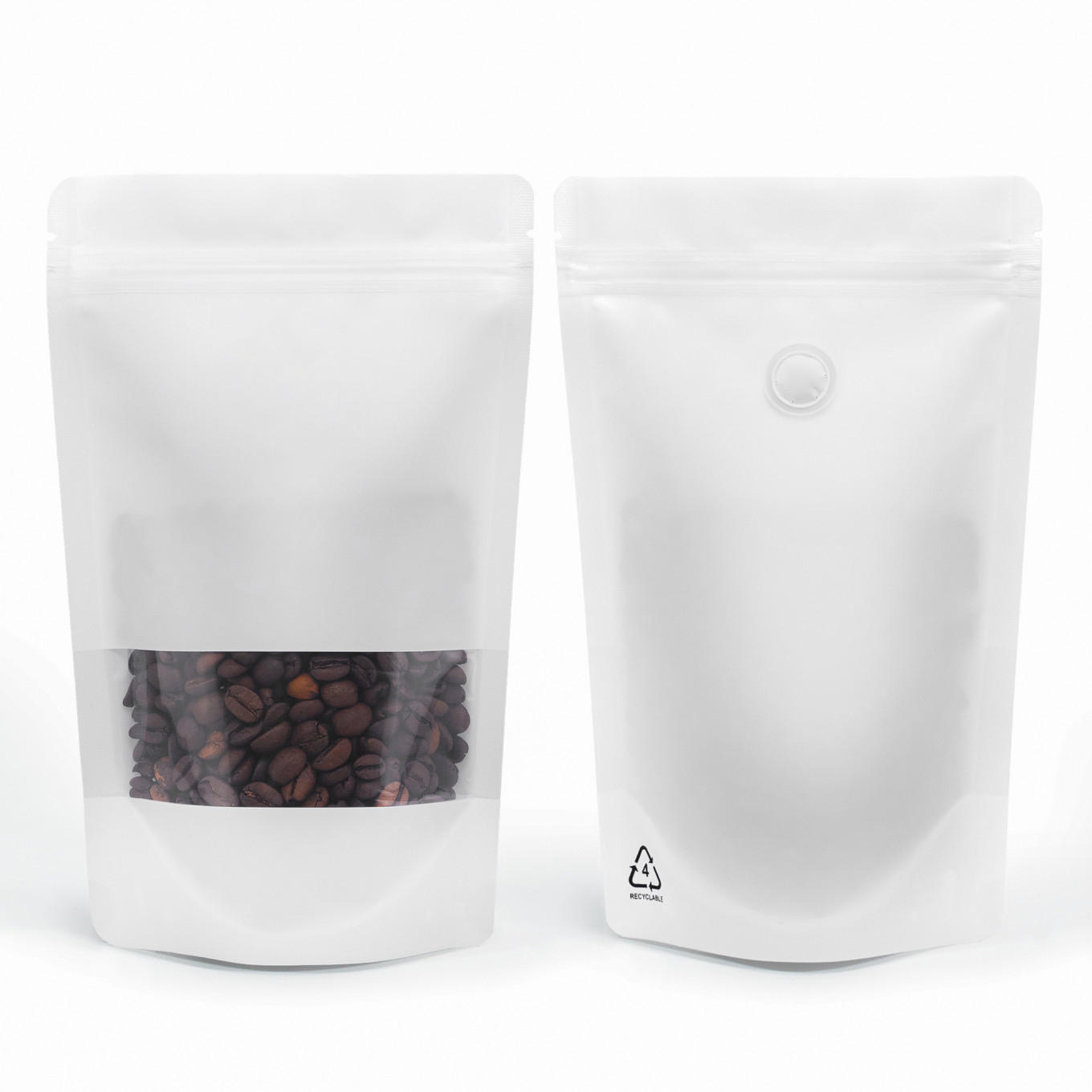 1Kg Recyclable Window White Matt With Valve Stand Up Pouch/Bag With Zip Lock [SP6] (100 per pack)