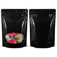 80x130mm Oval Window Black Shiny Stand Up Pouch/Bag With Zip Lock (100 per pack) 80x130mm Oval Window Black Shiny Stand Up Pouch/Bag With Zip Lock (100 per pack)