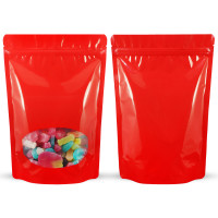 110x160mm Oval Window Red Shiny Stand Up Pouch/Bag With Zip Lock (100 per pack) 110x160mm Oval Window Red Shiny Stand Up Pouch/Bag With Zip Lock (100 per pack)