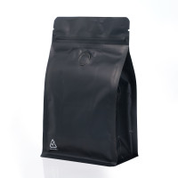 [SAMPLE] 500g Recyclable Valve Black Matt Flat Bottom Bag with Zip Lock [FB5]