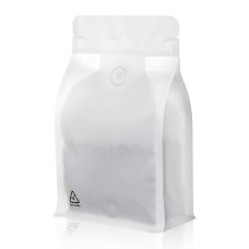 1kg Valve Recyclable White Matt Flat Bottom Bag with Zip Lock [FB6] (100 per pack)