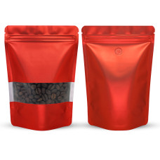 140x200mm Valve Window Red Matt Stand Up Pouch/Bag With Zip Lock (100 per pack) 140x200mm Valve Window Red Matt Stand Up Pouch/Bag With Zip Lock (100 per pack)