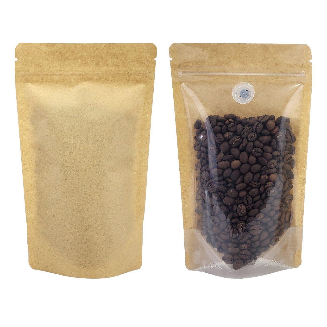750g Kraft Paper One Side Clear With Valve Stand Up Pouch/Bag with Zip Lock [SP11] (100 per pack)